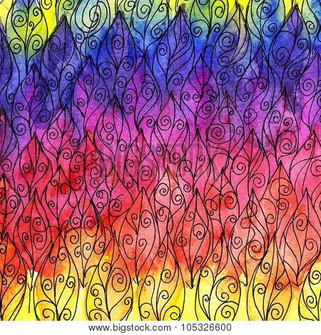 Watercolor Texture Colorful Leaves