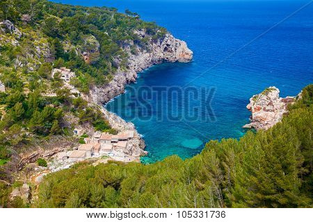 Aerial View Of The Beach Cala De Deia