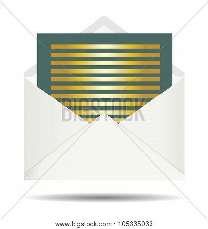 Gold Letter And Opened White Envelope