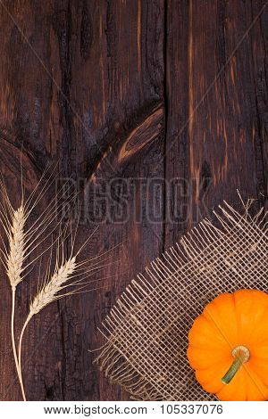 Pumpkin On A Wooden Table