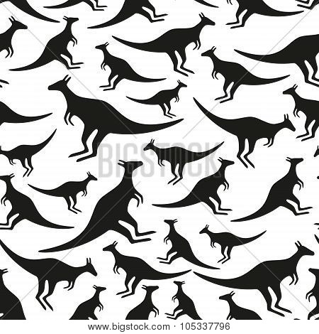 Black Animal Kangaroo Seamless Vector Pattern Eps10