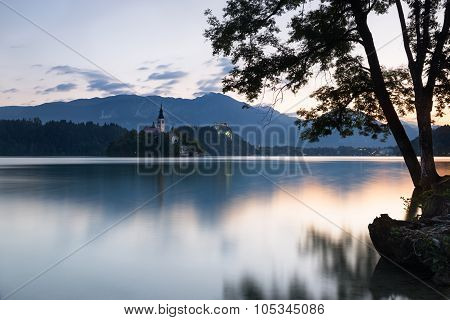 Bled Island And Castle At Dawn, Slovenia