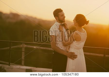 beautiful couple in the city