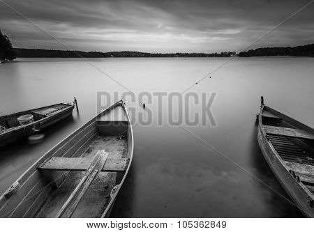 Long Exposure Landscape Of Lake Shore