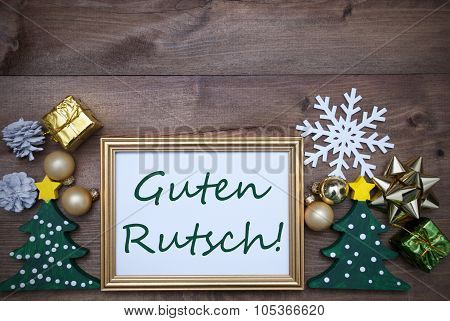 Frame With Christmas Decoration, Guten Rutsch Mean New Year