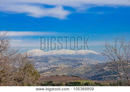 Hula Valley And The Hermon Mountain Range