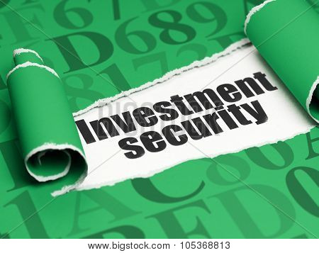 Safety concept: black text Investment Security under the piece of  torn paper