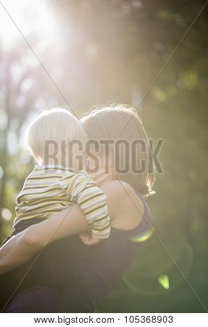 Beautiful Loving Moment Between A Young Mother And Her Baby Son