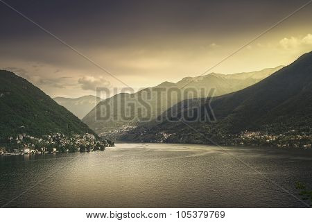 Como Lake Landscape. Village View, Italy