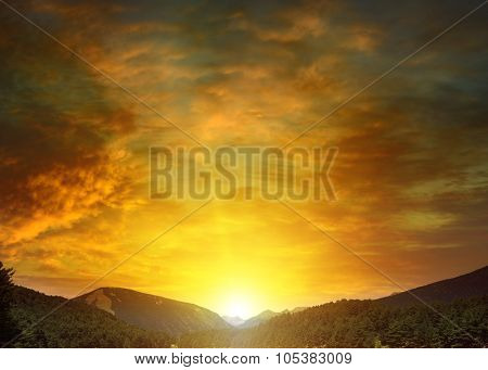beautiful sunrise in the mountains