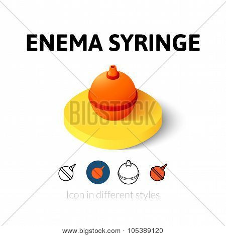 Enema syringe icon in different style