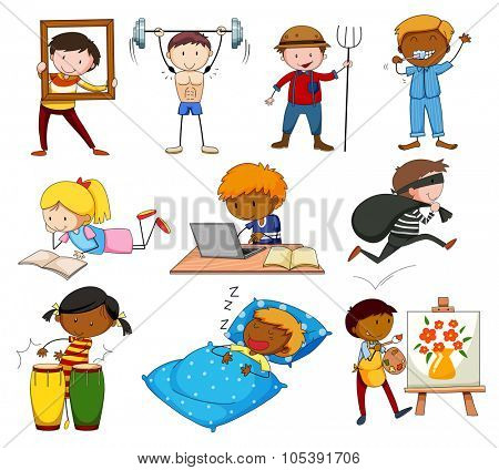 People doing different activities illustration