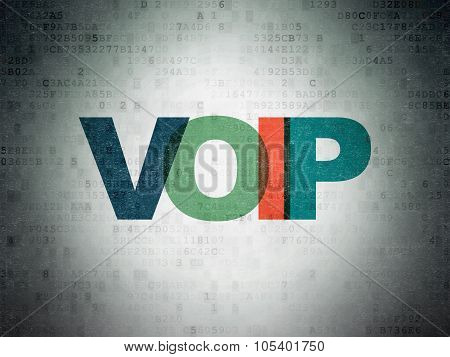 Web design concept: VOIP on Digital Paper background