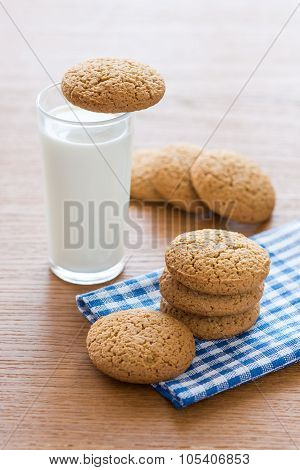 Oatmeal Cookies And A Glass Of Milk