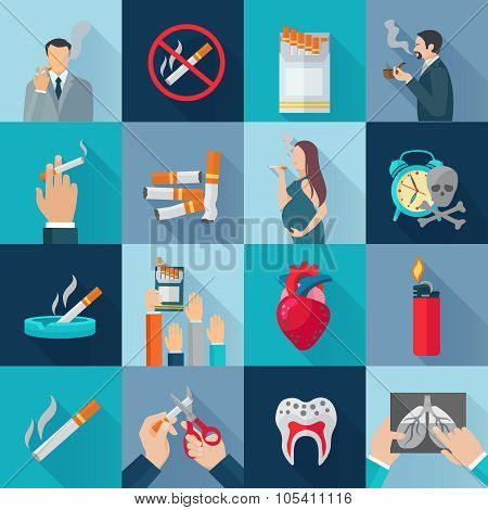 Smoking Flat Icons Set