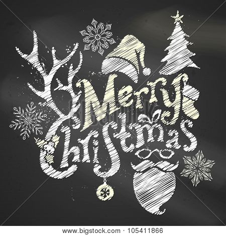 Chalk Merry Christmas Design.