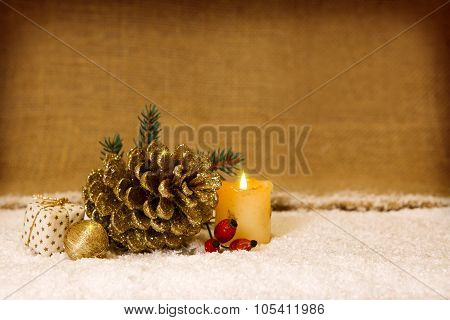 Advent decoration and candle.