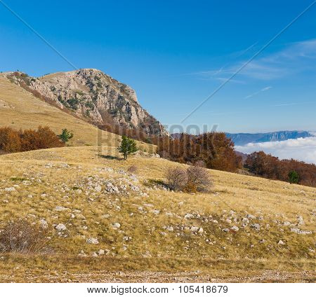 Fall landscape on Babuhan Yaila natural reserve in Crimean peninsula