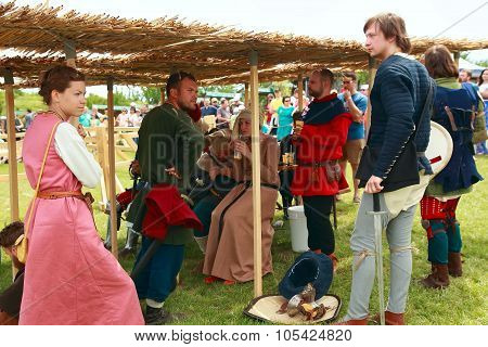 Vatra, Moldova. June 28, 2015. Medieval Festival. Historic Clubs From Europe - Theatrical Performanc