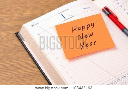 Happy New Year on a new year 2016 organizer
