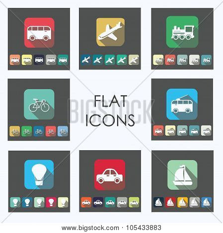 Transport Flat Icons Set