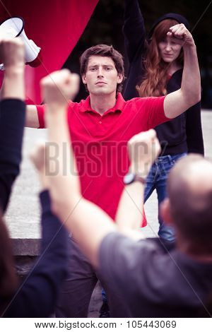 Protesting Man With Megaphone