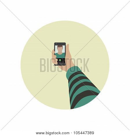 Selfie icon whith phone.