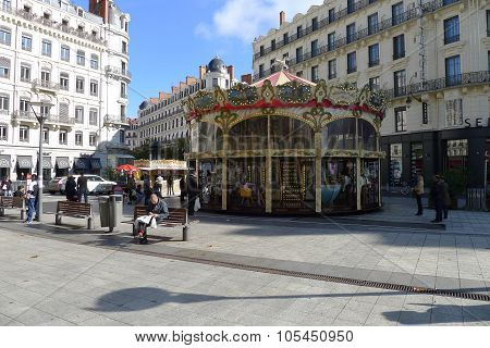 Carousel at Place de la République in Lyon, France