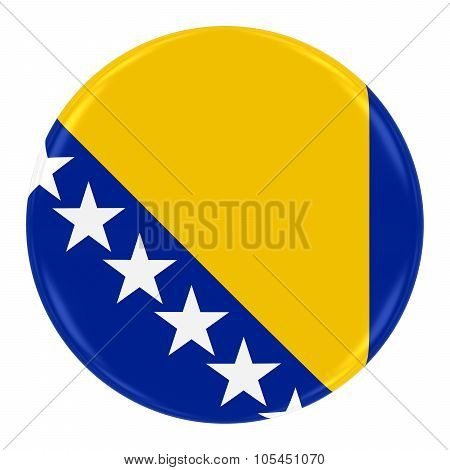 Bosnian And Herzegovinan Flag Badge - Flag Of Bosnia And Herzegovina Button Isolated On White