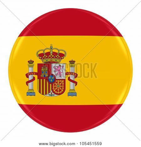 Spanish Flag Badge - Flag Of Spain Button Isolated On White