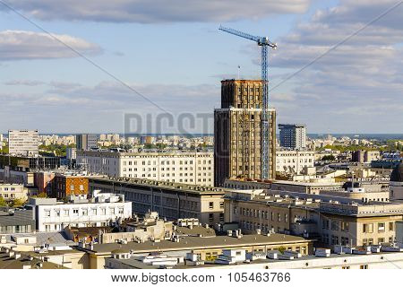 Skyscraper Towering Over Center Of Warsaw