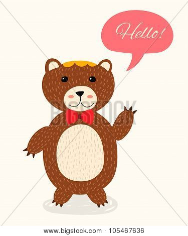Cute Cartoon Bear With Speech Bubble
