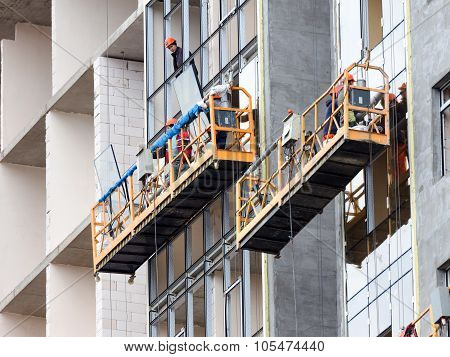 Odessa - October 20: Glazed Windows Double-glazed Windows In The Construction Of High-rise Buildings