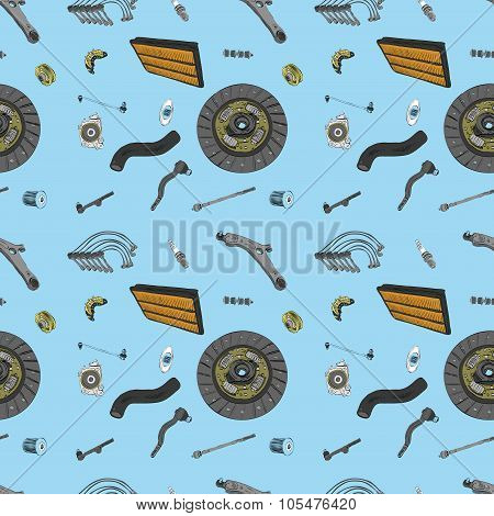 Pattern with the image of the new parts for the car