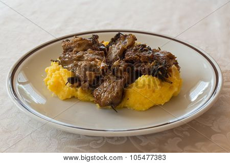 Roasted Goat And Polenta