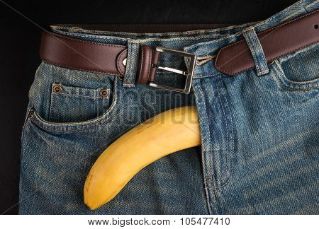 Big Banana And Mens Jeans, Like The Penis