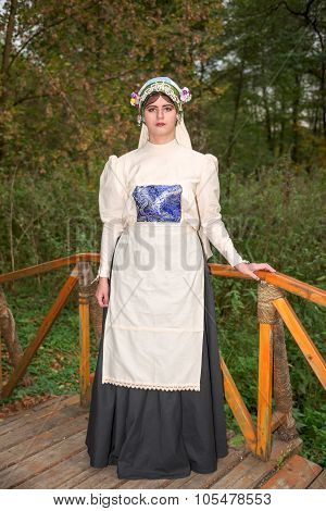Jewish Woman Dressed In National Costumes Of The 19Th Century