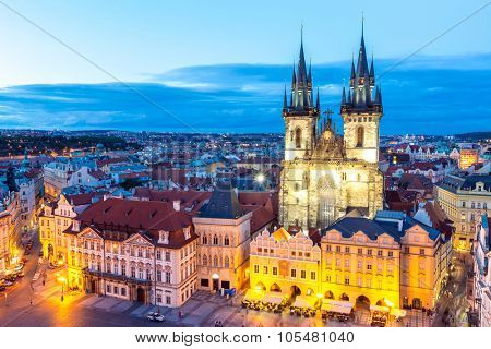 Old Town Square at dusk  Prague, Czech republic 