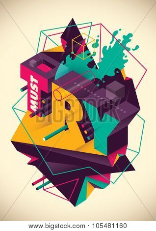 Abstraction with typography. Vector illustration.