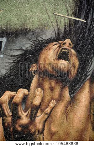 Mural angry man