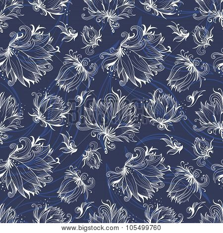 Vector Lily Outline Pattern