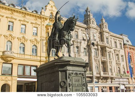 Statue of Ban Jelacic on Jelacic Square in Zagreb
