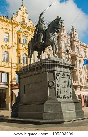 Statue of Ban Jelacic on Jelacic Square in Zagreb