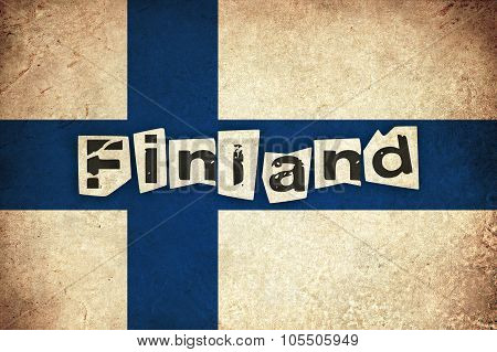 Finland Grunge Flag With Text