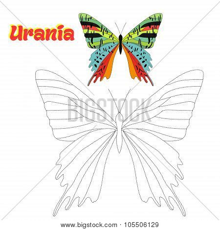 Educational game connect  dots to draw butterfly