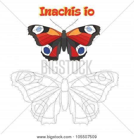 Educational game connect dots to draw butterfly