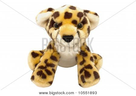 Ładny mały Leopard zabawka, na białym tle