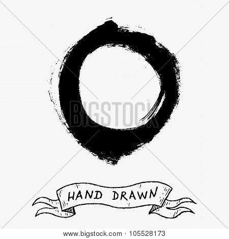 Vector Hand Drawn Grunge Circle Frame. Made With Ink On Paper.
