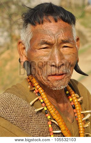 Traditiona Lcostume Of Man In Nagaland, India