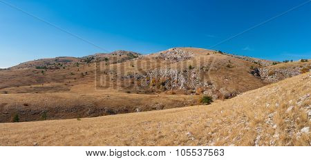 Panoramic landscape with Babuhan Yaila natural reserve in Crimea